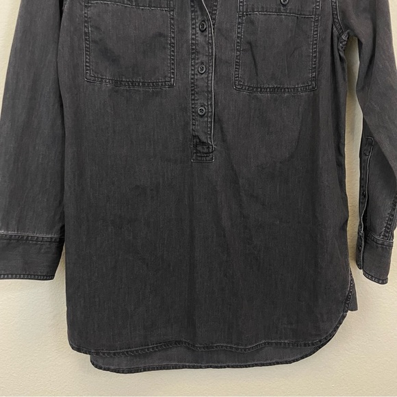 NWT Madewell Denim Popover Top Long Sleeve in Black Wash Size Small - Picture 9 of 14